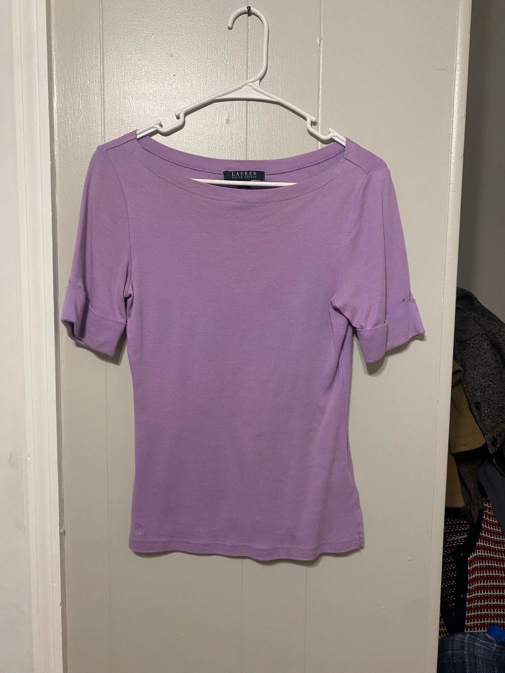 Ralph Lauren Lilac Cuffed Short Sleeve Boatneck Tee